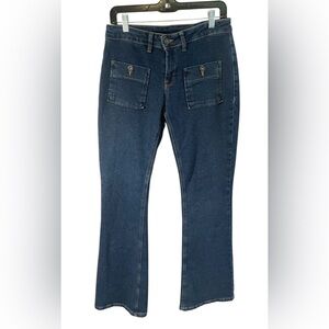 Ragged Y2K Vintage 90s Classic Low Rise Stretch Dark Blue Flare Denim Jeans 30